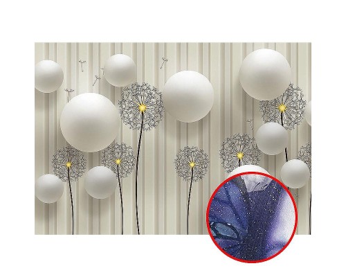 Фреска Ortograf 3D 33127 Фактура бархат серебро FX-S Флизелин (3,9x2,7) Белый, Цветы/Абстракция