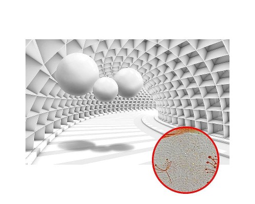 Фреска Ortograf 3D 33483 Фактура бархат золото FX-G Флизелин (4,4x2,7) Белый/Серый, Абстракция