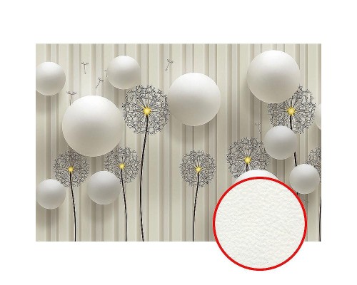 Фреска Ortograf 3D 33127 Фактура флок FLK Флизелин (3,9x2,7) Белый, Цветы/Абстракция