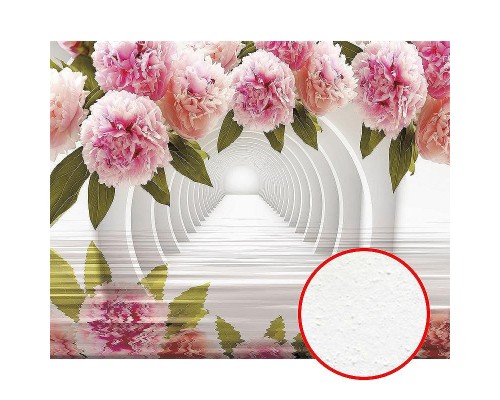 Фреска Ortograf 3D 33205 Фактура бархат FX Флизелин (3,4x2,7) Белый/Розовый, Цветы/Абстракция