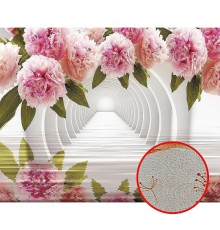 Фреска Ortograf 3D 33205 Фактура бархат золото FX-G Флизелин (3,4x2,7) Белый/Розовый, Цветы/Абстракция