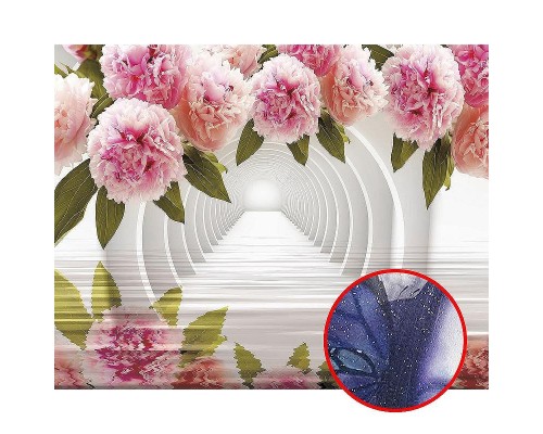 Фреска Ortograf 3D 33205 Фактура бархат серебро FX-S Флизелин (3,4x2,7) Белый/Розовый, Цветы/Абстракция