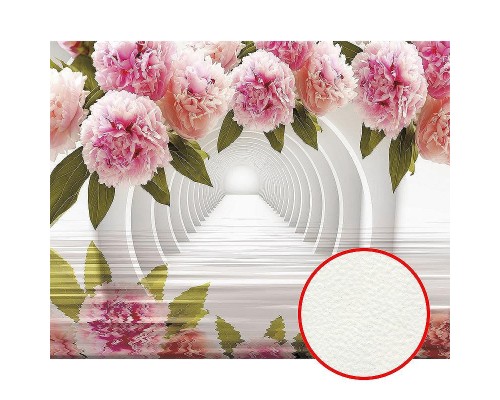 Фреска Ortograf 3D 33205 Фактура флок FLK Флизелин (3,4x2,7) Белый/Розовый, Цветы/Абстракция