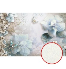 Фреска Ortograf 3D 6654 Фактура флок FLK Флизелин (2,95x1,96) Голубой/Бежевый, Цветы