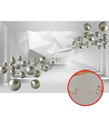 Фреска Ortograf 3D 33207 Фактура бархат золото FX-G Флизелин (4,1x2,7) Белый/Серебряный, Абстракция