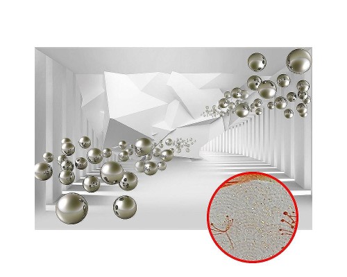 Фреска Ortograf 3D 33207 Фактура бархат золото FX-G Флизелин (4,1x2,7) Белый/Серебряный, Абстракция