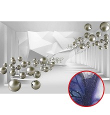 Фреска Ortograf 3D 33207 Фактура бархат серебро FX-S Флизелин (4,1x2,7) Белый/Серебряный, Абстракция