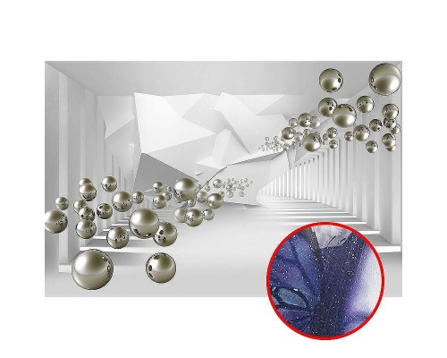 Фреска Ortograf 3D 33207 Фактура бархат серебро FX-S Флизелин (4,1x2,7) Белый/Серебряный, Абстракция