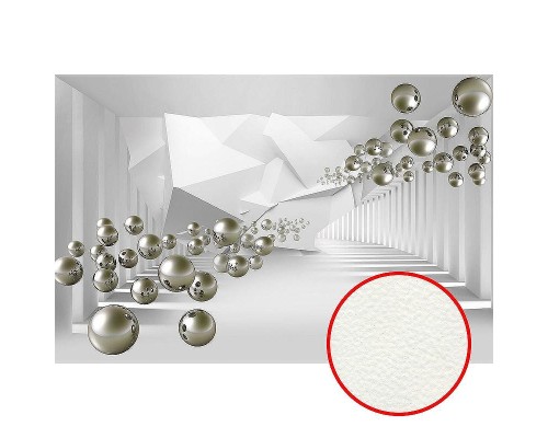 Фреска Ortograf 3D 33207 Фактура флок FLK Флизелин (4,1x2,7) Белый/Серебряный, Абстракция