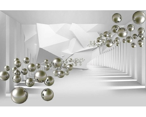 Фреска Ortograf 3D 33207 Фактура флок FLK Флизелин (4,1x2,7) Белый/Серебряный, Абстракция