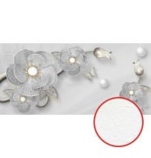 Фреска Ortograf 3D 33487 Фактура бархат FX Флизелин (5,3x2,5) Серый/Серебряный, Цветы/Абстракция