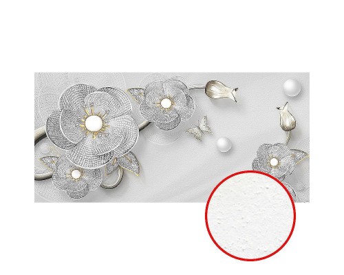 Фреска Ortograf 3D 33487 Фактура бархат FX Флизелин (5,3x2,5) Серый/Серебряный, Цветы/Абстракция