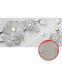 Фреска Ortograf 3D 33487 Фактура бархат золото FX-G Флизелин (5,3x2,5) Серый/Серебряный, Цветы/Абстракция