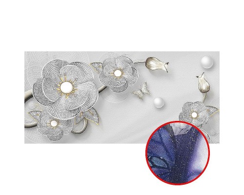 Фреска Ortograf 3D 33487 Фактура бархат серебро FX-S Флизелин (5,3x2,5) Серый/Серебряный, Цветы/Абстракция