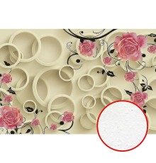 Фреска Ortograf 3D 30736 Фактура бархат FX Флизелин (4x2,7) Бежевый/Розовый, Цветы/Абстракция