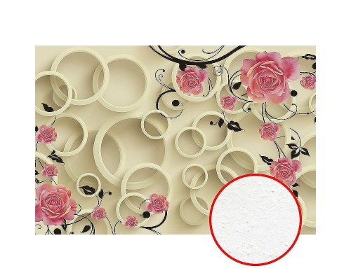 Фреска Ortograf 3D 30736 Фактура бархат FX Флизелин (4x2,7) Бежевый/Розовый, Цветы/Абстракция