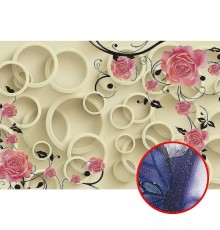 Фреска Ortograf 3D 30736 Фактура бархат серебро FX-S Флизелин (4x2,7) Бежевый/Розовый, Цветы/Абстракция