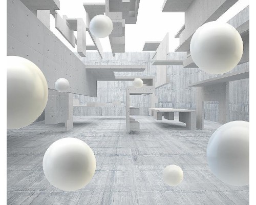 Фреска Ortograf 3D 33259 Фактура флок FLK Флизелин (3,2x2,7) Серый/Белый, Абстракция