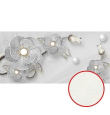 Фреска Ortograf 3D 33487 Фактура флок FLK Флизелин (5,3x2,5) Серый/Серебряный, Цветы/Абстракция