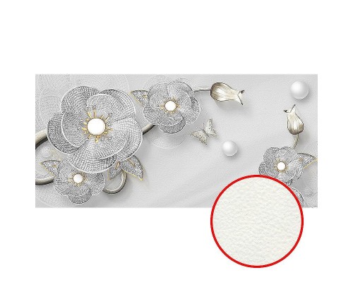 Фреска Ortograf 3D 33487 Фактура флок FLK Флизелин (5,3x2,5) Серый/Серебряный, Цветы/Абстракция