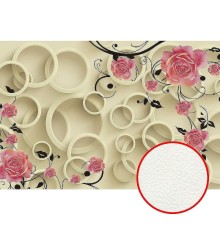 Фреска Ortograf 3D 30736 Фактура флок FLK Флизелин (4x2,7) Бежевый/Розовый, Цветы/Абстракция