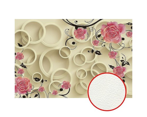 Фреска Ortograf 3D 30736 Фактура флок FLK Флизелин (4x2,7) Бежевый/Розовый, Цветы/Абстракция