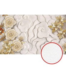 Фреска Ortograf 3D 30737 Фактура бархат FX Флизелин (4,5x2,7) Бежевый/Золото, Цветы/Абстракция