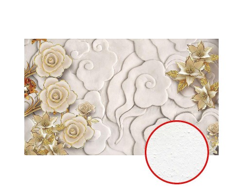 Фреска Ortograf 3D 30737 Фактура бархат FX Флизелин (4,5x2,7) Бежевый/Золото, Цветы/Абстракция