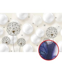 Фреска Ortograf 3D 33484 Фактура бархат серебро FX-S Флизелин (4,3x2,7) Белый, Цветы/Абстракция