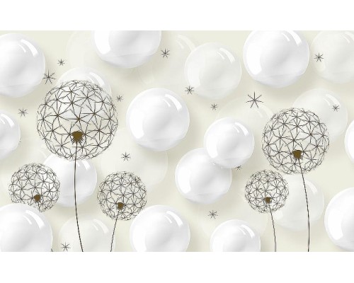 Фреска Ortograf 3D 33484 Фактура бархат золото FX-G Флизелин (4,3x2,7) Белый, Цветы/Абстракция