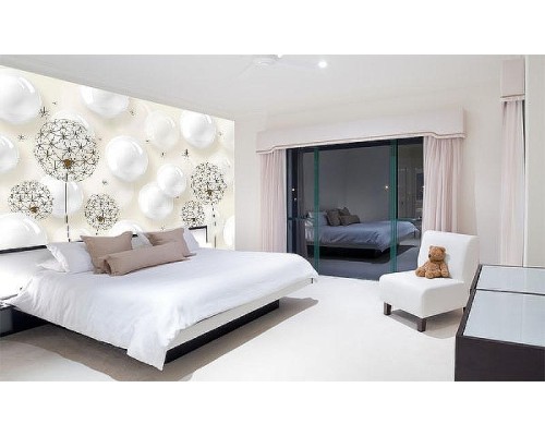 Фреска Ortograf 3D 33484 Фактура бархат золото FX-G Флизелин (4,3x2,7) Белый, Цветы/Абстракция