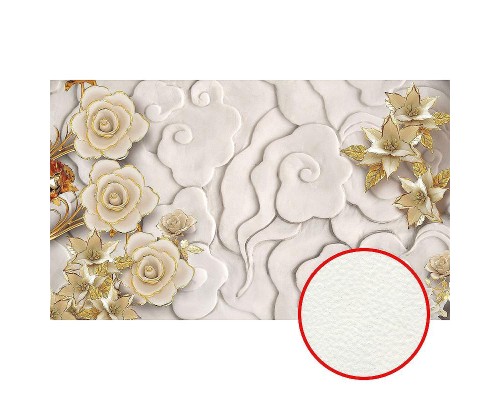 Фреска Ortograf 3D 30737 Фактура флок FLK Флизелин (4,5x2,7) Бежевый/Золото, Цветы/Абстракция