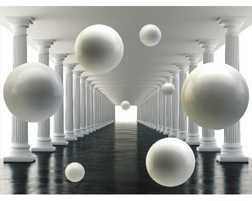 Фреска Ortograf 3D 33260 Фактура бархат серебро FX-S Флизелин (3,6x2,7) Белый/Черный, Архитектура/Абстракция