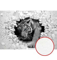 Фреска Ortograf 3D 33261 Фактура бархат FX Флизелин (4x2,7) Белый/Серый, Кирпич/Животные