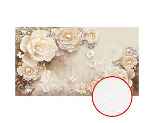 Фреска Ortograf 3D 33485 Фактура бархат FX Флизелин (4,8x2,7) Бежевый, Цветы/Абстракция