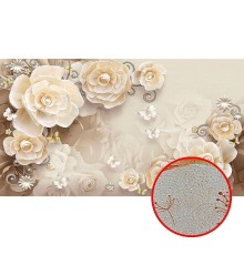 Фреска Ortograf 3D 33485 Фактура бархат золото FX-G Флизелин (4,8x2,7) Бежевый, Цветы/Абстракция