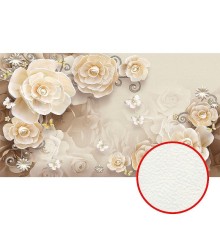 Фреска Ortograf 3D 33485 Фактура флок FLK Флизелин (4,8x2,7) Бежевый, Цветы/Абстракция