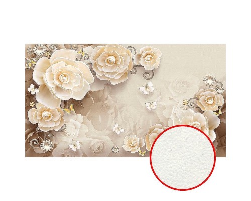 Фреска Ortograf 3D 33485 Фактура флок FLK Флизелин (4,8x2,7) Бежевый, Цветы/Абстракция