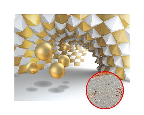 Фреска Ortograf 3D 33492 Фактура бархат золото FX-G Флизелин (3,6x2,7) Белый/Золото, Абстракция