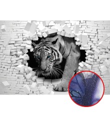 Фреска Ortograf 3D 33261 Фактура бархат серебро FX-S Флизелин (4x2,7) Белый/Серый, Кирпич/Животные