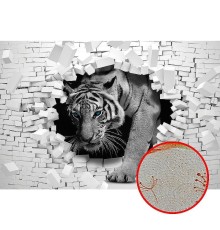 Фреска Ortograf 3D 33261 Фактура бархат золото FX-G Флизелин (4x2,7) Белый/Серый, Кирпич/Животные