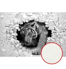 Фреска Ortograf 3D 33261 Фактура флок FLK Флизелин (4x2,7) Белый/Серый, Кирпич/Животные