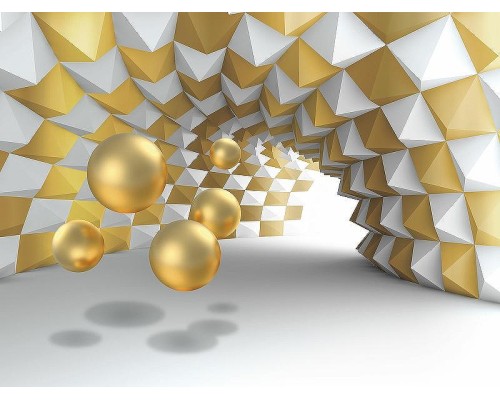 Фреска Ortograf 3D 33492 Фактура флок FLK Флизелин (3,6x2,7) Белый/Золото, Абстракция