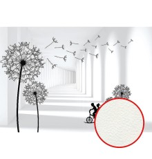 Фреска Ortograf 3D 33541 Фактура флок FLK Флизелин (3,9x2,7) Белый/Черный, Цветы/Абстракция