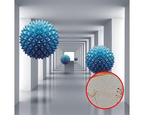 Фреска Ortograf 3D 33214 Фактура бархат золото FX-G Флизелин (2,7x2,7) Белый/Голубой, Архитектура/Абстракция