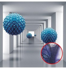 Фреска Ortograf 3D 33214 Фактура бархат серебро FX-S Флизелин (2,7x2,7) Белый/Голубой, Архитектура/Абстракция