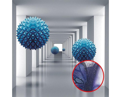 Фреска Ortograf 3D 33214 Фактура бархат серебро FX-S Флизелин (2,7x2,7) Белый/Голубой, Архитектура/Абстракция