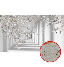 Фреска Ortograf 3D 33213 Фактура бархат золото FX-G Флизелин (4,3x2,5) Белый, Архитектура/Цветы