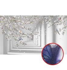 Фреска Ortograf 3D 33213 Фактура бархат серебро FX-S Флизелин (4,3x2,5) Белый, Архитектура/Цветы