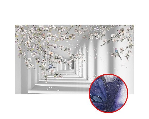 Фреска Ortograf 3D 33213 Фактура бархат серебро FX-S Флизелин (4,3x2,5) Белый, Архитектура/Цветы